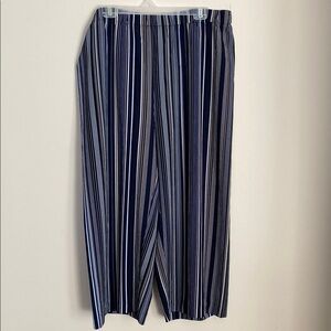 Blue and White Wide Leg Striped Pants
